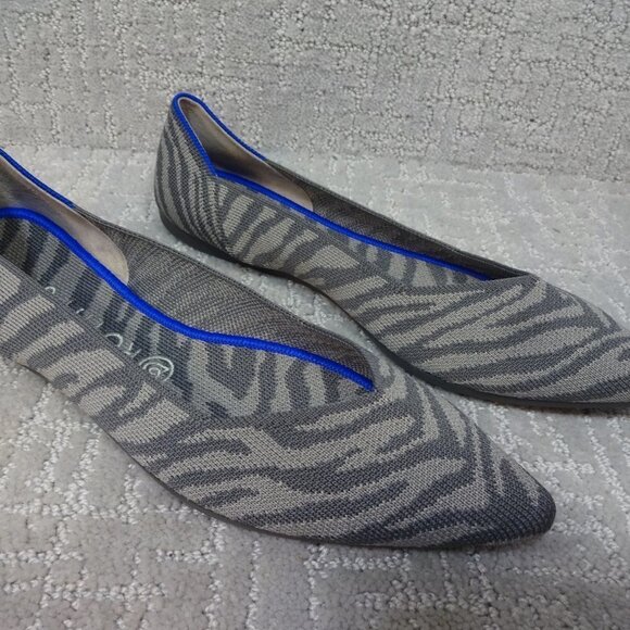 ROTHY'S The Point Retired Zebra Print Flats Slip on Shoes Women's Size 7 - Picture 9 of 12